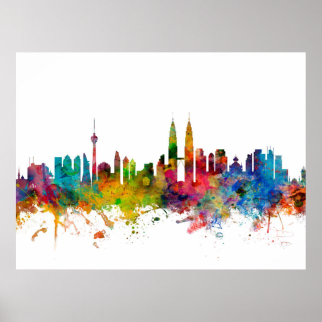 Póster Kuala Lumpur Malásia Skyline (Frente)