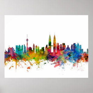 Póster Kuala Lumpur Malásia Skyline