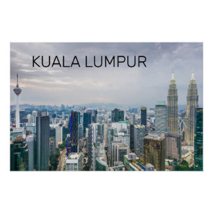 Póster Kuala Lumpur Malásia Skyline Vintage Souvenir