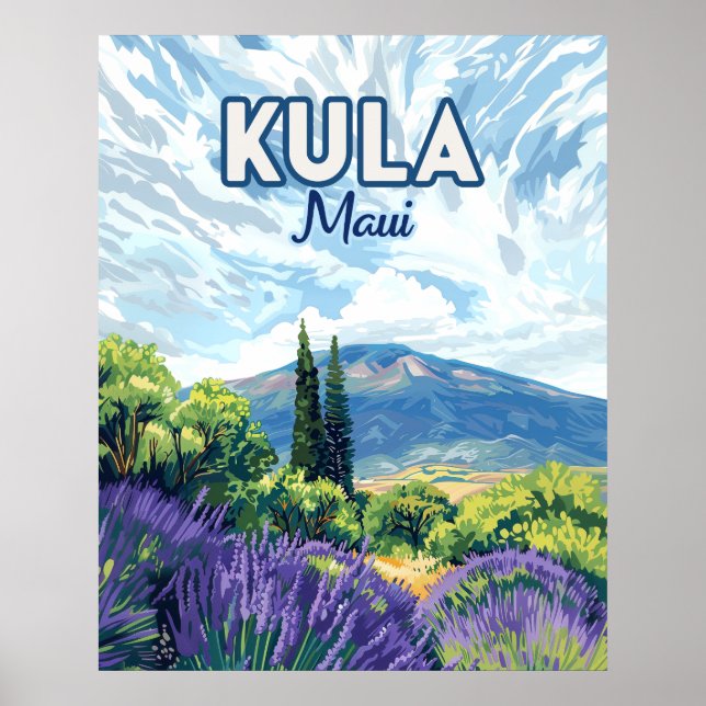Poster Kula Maui Haleakala Hawaii - Lavanda Retro (Frente)