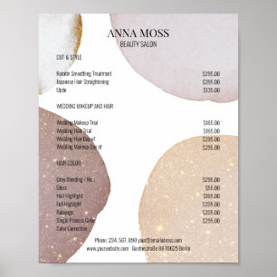 Poster Kundenspezifischer Rosegold Glitter Preisliste