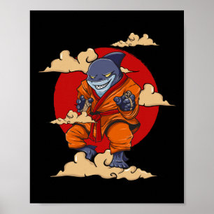 Poster Kung Fu de Tubarão Karatê Artes Marciais Kickboxin
