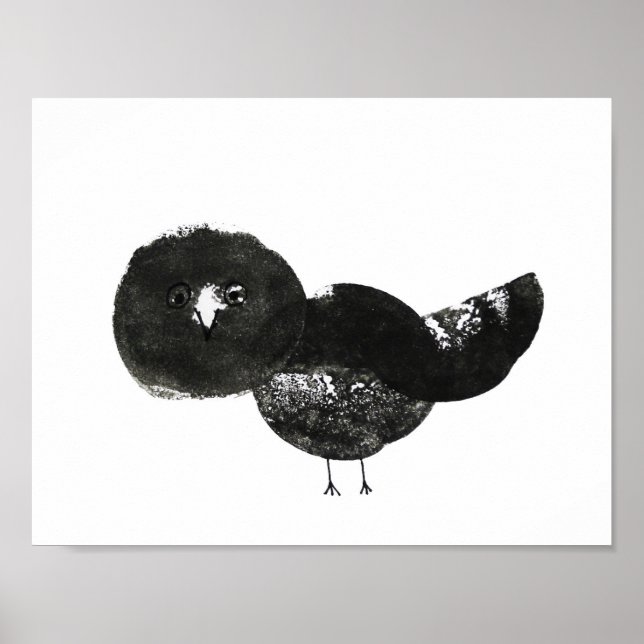 Poster Kunstdruck, Druck Vogel schwarz weiß (Frente)