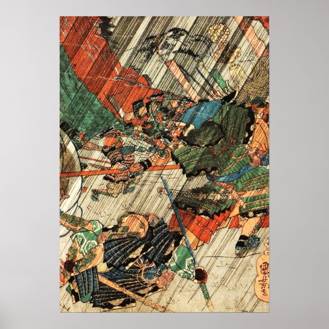 Poster Kusunoki Masashige na Batalha de Fujiidera (Frente)