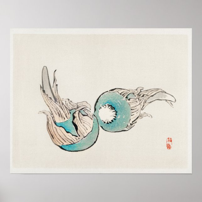 Poster Kuwai Bulbs de Kōno Bairei (1844-1895) (Frente)