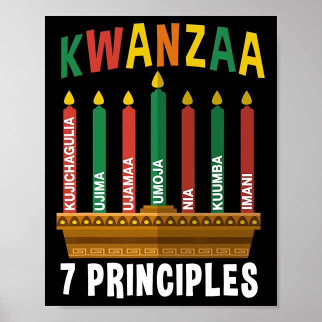 Poster Kwanzaa 7 Princípios Vela Kinara Pan Africanos P (Frente)