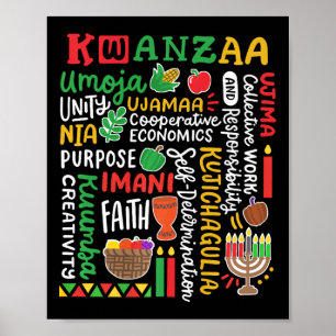Poster Kwanzaa African American Kinara 7 Principles Celeb