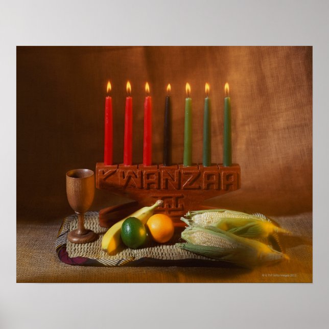 Póster Kwanzaa Candles e Comida (Frente)