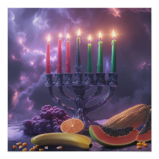 PÓSTER KWANZAA - KINARA - MISHUMAA SABA -  (Frente)