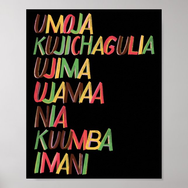 Poster Kwanzaa Sete Princípios (Frente)