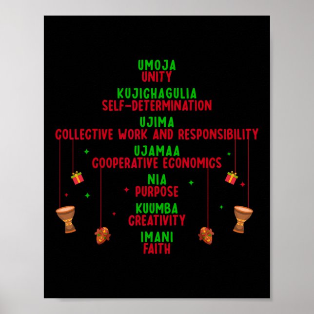 Poster Kwanzaa Sete Princípios Árvore Unidade Faith Gráfi (Frente)