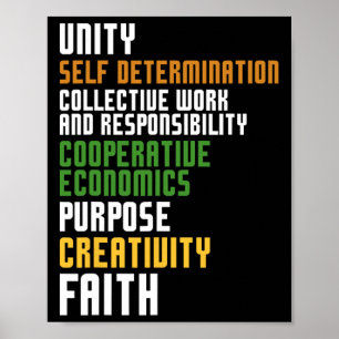 Poster Kwanzaa Sete Princípios Unida Autodeterminação