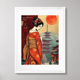 Poster Kyōto 京 都 Japão geisha vintage retro Cartão postal