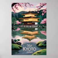 Kyoto Japão Kinkaku-ji Ilustração Viagem Arte Vinh