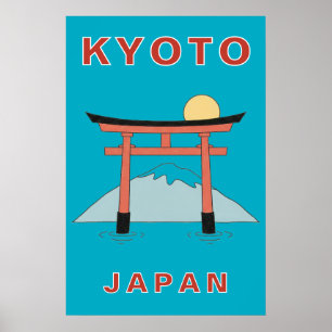 Poster Kyoto Japão Portão Torii Arte Minimalista Viagem