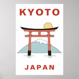 Poster Kyoto Japão Portão Torii Arte Minimalista Viagem