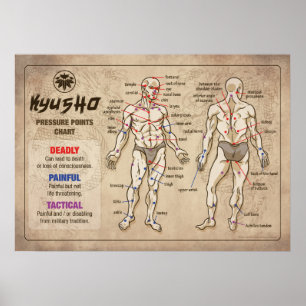 Poster Kyusho - Gráfico de Pontos de Pressão do Corpo Hum