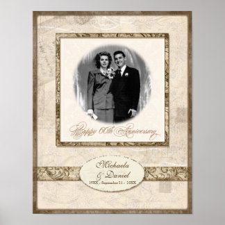 Póster L744 11x14 60º aniversário Personalizado com Foto