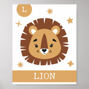 Poster L é para Leão, Berçário, Quarto, Arte de Parede pa