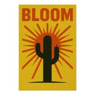 Póster L’éveil du cactus sous le soleil ardent