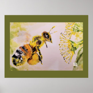 Poster la abeja y la flor