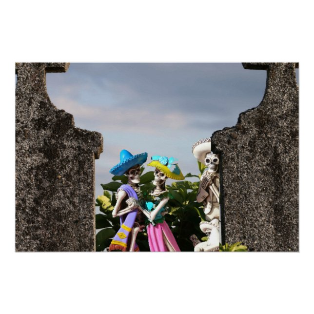 Póster La Catrina no cemitério no Halloween (Frente)