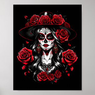 Poster La Catrina Women Dia De Los Muertos Latina Cinco D