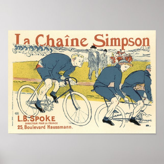 Poster La Chaine Simpson Bicycle Vintage Anúncio Francês (Frente)