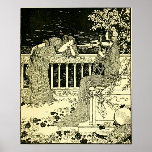 Póster La Chanson no Savoy por Aubrey Beardsley 1896 (Frente)