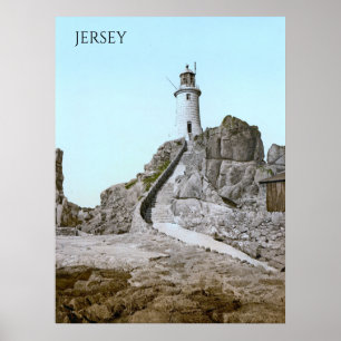 Poster La Corbière Lighthouse em Jersey (1900)
