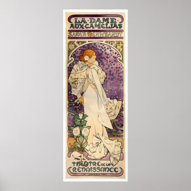 Póster La Dame aux Camélias por Alfons Mucha (1896) (Frente)