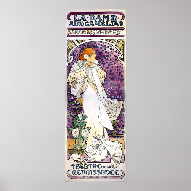 Póster la dame aux camélias por Alfons Mucha 1896 (Frente)