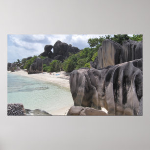 Póster La Digue, Seychelles, Beach, Rocks