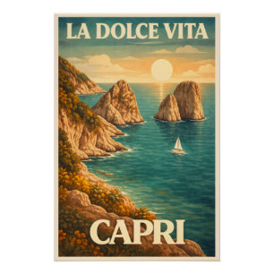 Póster La Dolce Vita Capri Viagens Clássicas