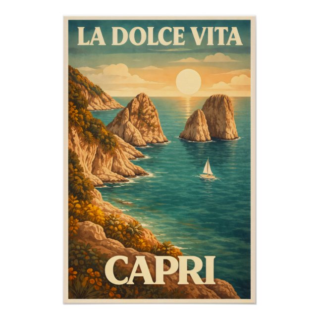 Póster La Dolce Vita Capri Viagens Clássicas (Frente)