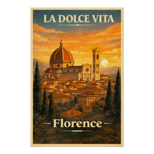 Póster La Dolce Vita - Cartaz de Viagem Antigo de Florenç