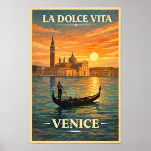 Poster La Dolce Vita - Cartaz de Viagem Antigo de Veneza