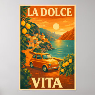 Poster La Dolce Vita – Cartaz de Viagem da Costa Italiana