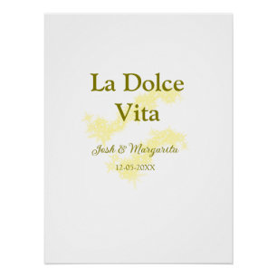 Póster La Dolce Vita casal amarelo Nome data glit