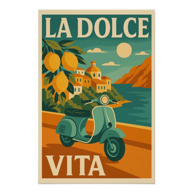 Póster La Dolce Vita - Poster de viagens costeiro italian (Frente)