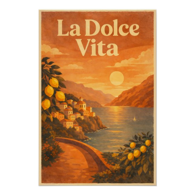 Póster La Dolce Vita – Retro Italian Coast Travel Poster (Frente)