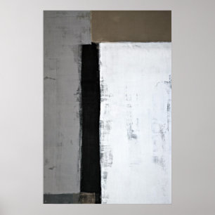 Poster "Lá é" arte abstracta do cinza e do Brown
