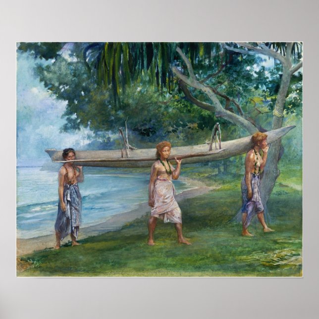 Poster La Farge - Raparigas Carregandos A Canoé Vaiala Em (Frente)