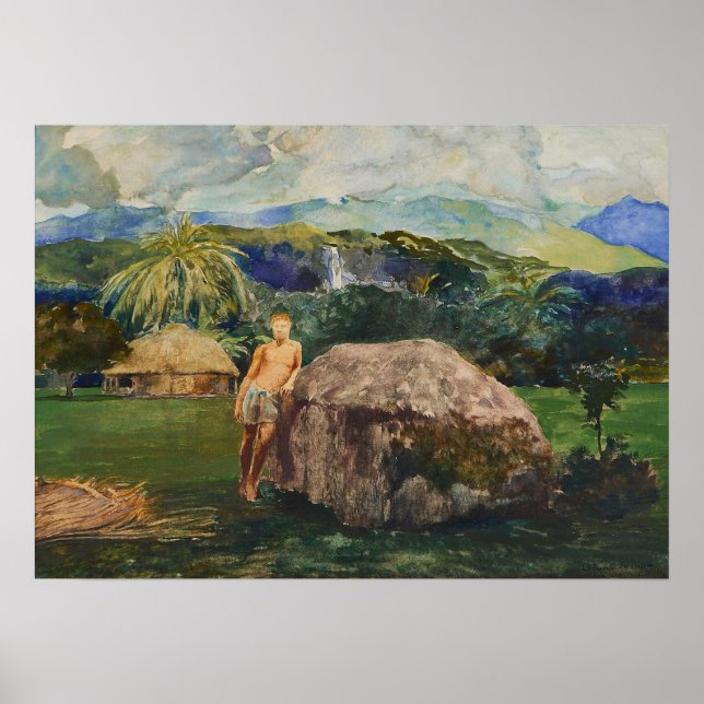 Poster La Farge - Um túmulo de chefe 1890 (Frente)