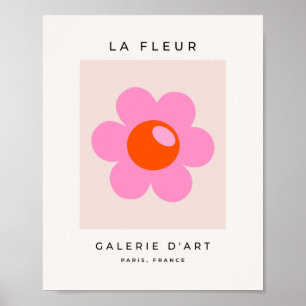 Poster La Fleur 05 Flor De Abstrato Rosa E Laranja Floral