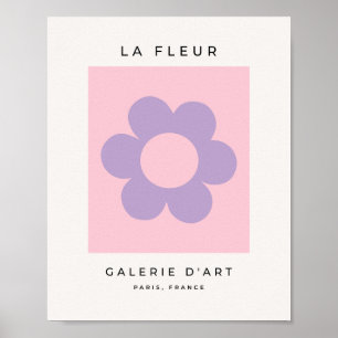 Poster La Fleur 08 Abstrato Floral Rosa E Flor Roxo