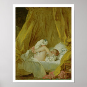 Poster "La Gimblette", menina com um cão, c.1770 (óleo 