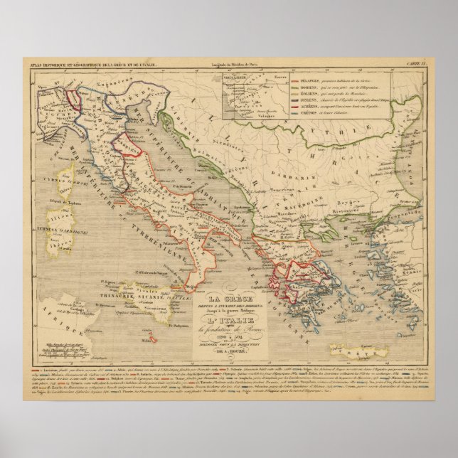 Poster La Grece, Itália, 1190 a 504 av JC (Frente)