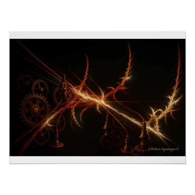 Póster La Harpe Fulgurante – Artefact Steampunk Lumineux (Frente)