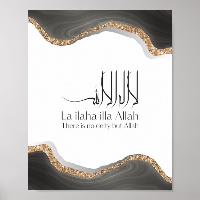 Poster La ilaha illa-ALLAH Shahada caligrafia árabe moder (Frente)